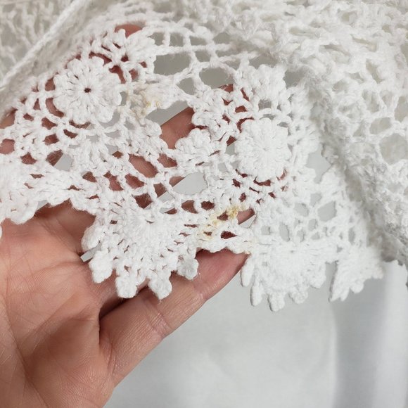 SUSAN BRISTOL Crochet Trimmed Embroidered Tank Vest 10 White Floral Dainty Boho - Picture 9 of 9